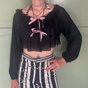 Y2k UNdercover Frilly lace Mesh Blouse